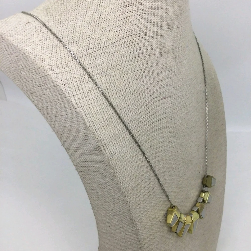 Madewell Two-Tone Geometric Charm Long Chain Necklace 32" - Picture 3 of 5